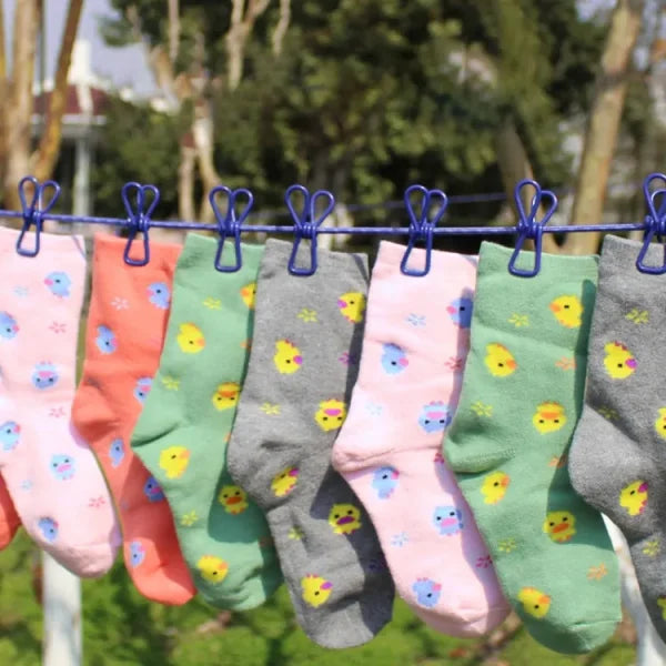12 Clips Cloth Line Rope Hang Portable Clothesline- Elastic, Windproof Eco-friendly For Travel Home Use