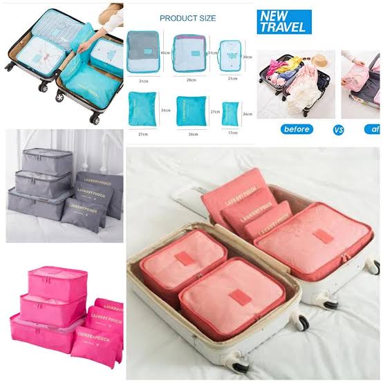 6pcs/set Travel Storage Bag Portable Luggage Organizer Clothes Tidy Pouch Zip Cube Luggage Toiletry Bag Organizer Pouch Home Organization – Multi