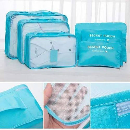 6pcs/set Travel Storage Bag Portable Luggage Organizer Clothes Tidy Pouch Zip Cube Luggage Toiletry Bag Organizer Pouch Home Organization – Multi