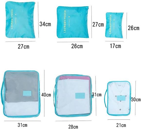 6pcs/set Travel Storage Bag Portable Luggage Organizer Clothes Tidy Pouch Zip Cube Luggage Toiletry Bag Organizer Pouch Home Organization – Multi