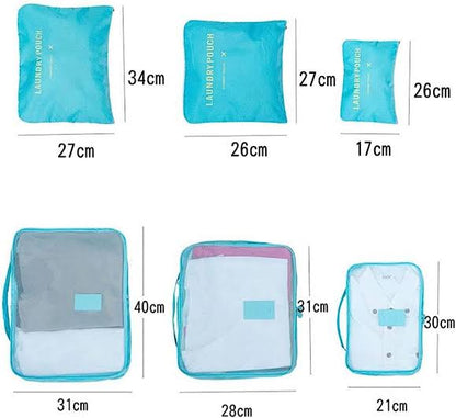 6pcs/set Travel Storage Bag Portable Luggage Organizer Clothes Tidy Pouch Zip Cube Luggage Toiletry Bag Organizer Pouch Home Organization – Multi