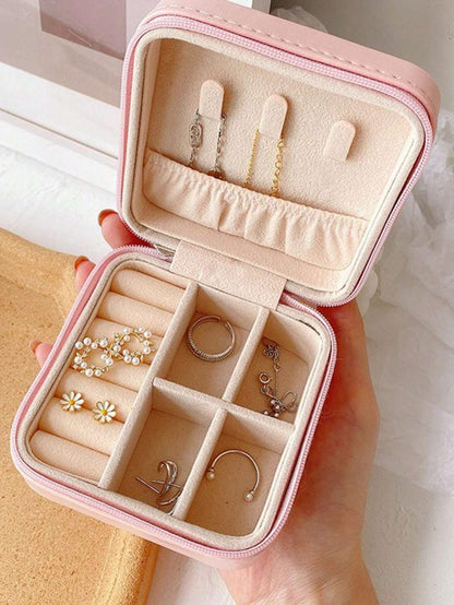 ewelry Storage Box Leather Jewelry Stand Earrings Ring Box Cosmetics Beauty Container Organizer