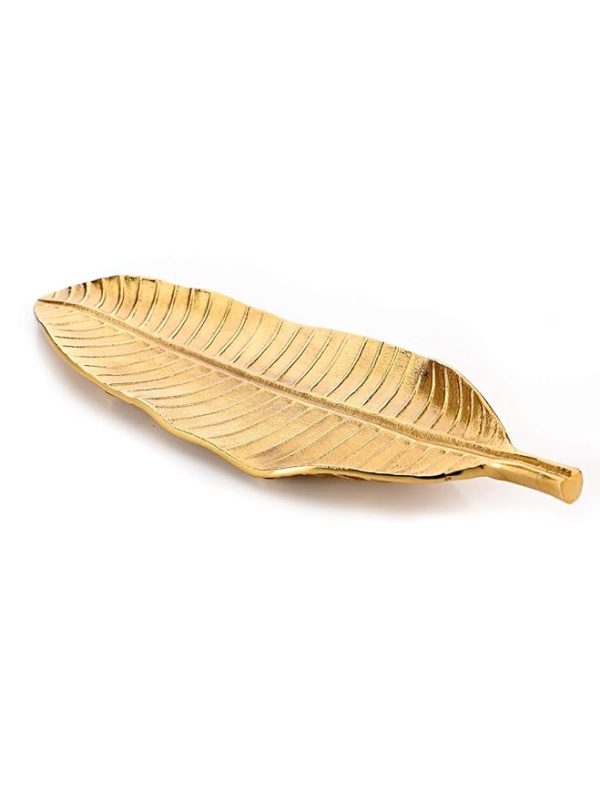 Pure Home And Living Small Golden Metal Leaf Centrepiece Platter