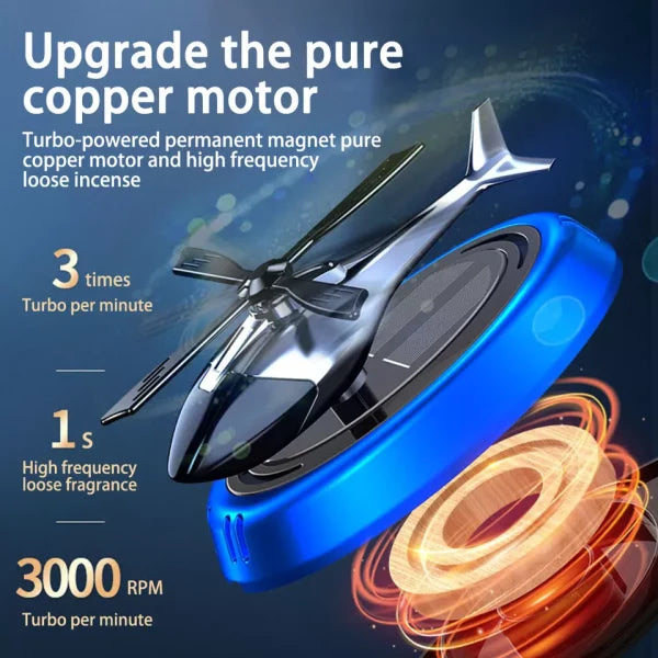 Solar Car Air Freshener | Solar Energy Rotating Helicopter Aroma Diffuser For Car